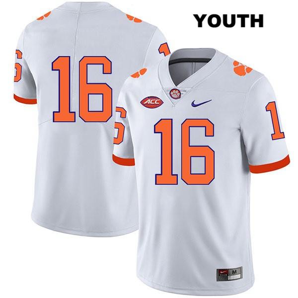 Youth Clemson Tigers #16 Trevor Lawrence Stitched White Legend Authentic Nike No Name NCAA College Football Jersey HND5446IK